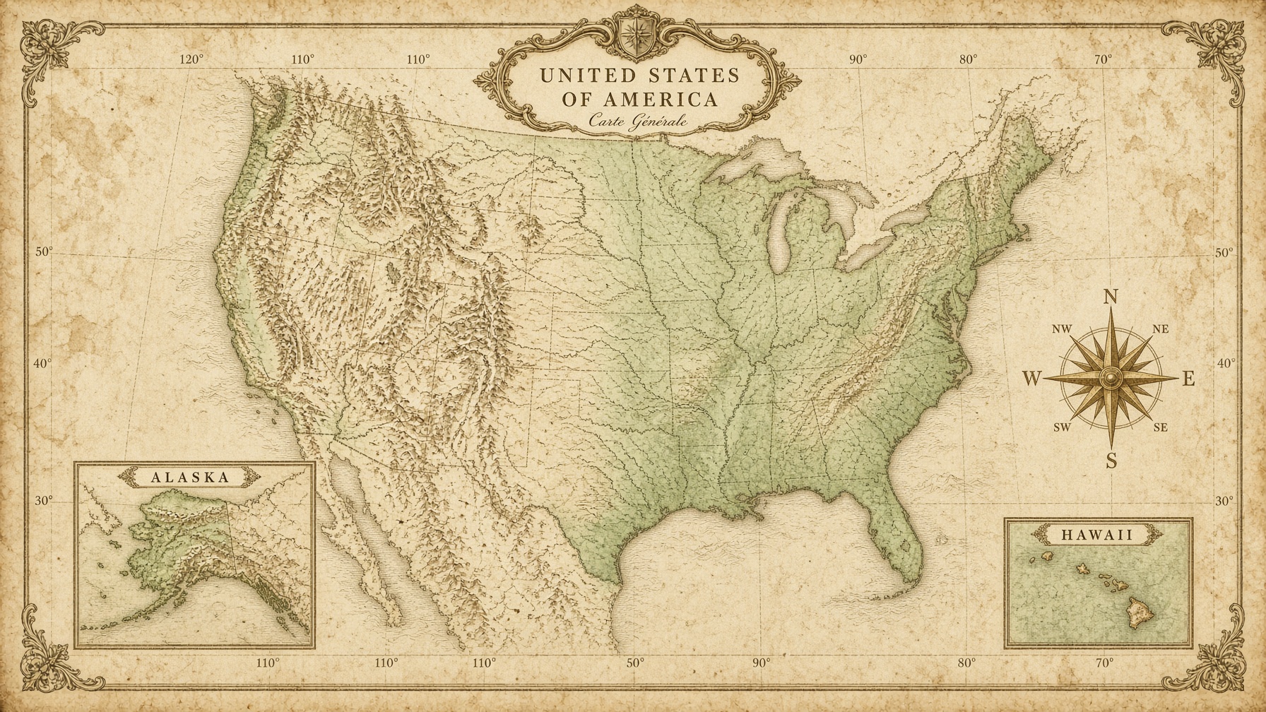 Vintage map of the United States