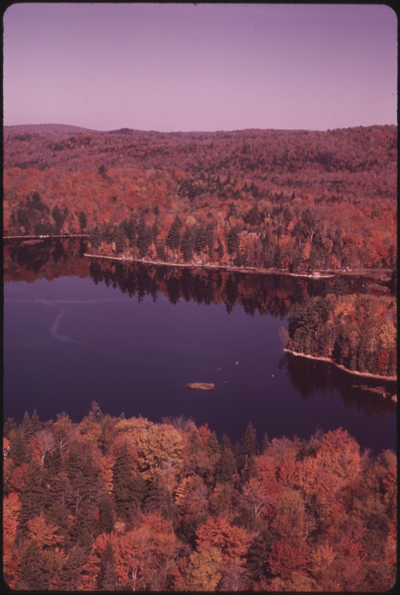 Seventh Lake hardwood in peak Adirondack autumn
