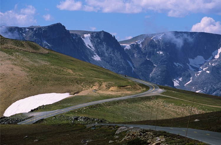Tundra and leftover snow near Beartooth Pass