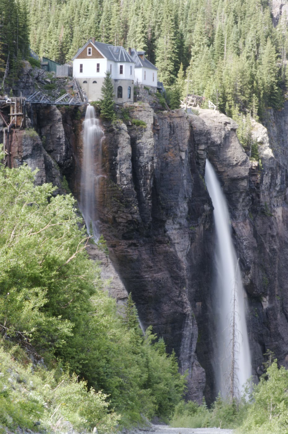 The 365-foot fall and cliff powerhouse above Telluride