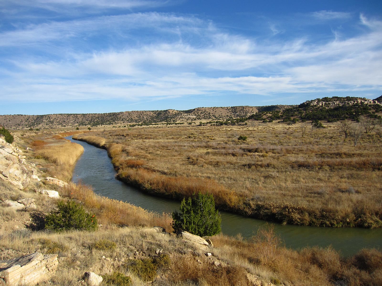 The Purgatoire winding Picketwire Canyon, Comanche National Grassland