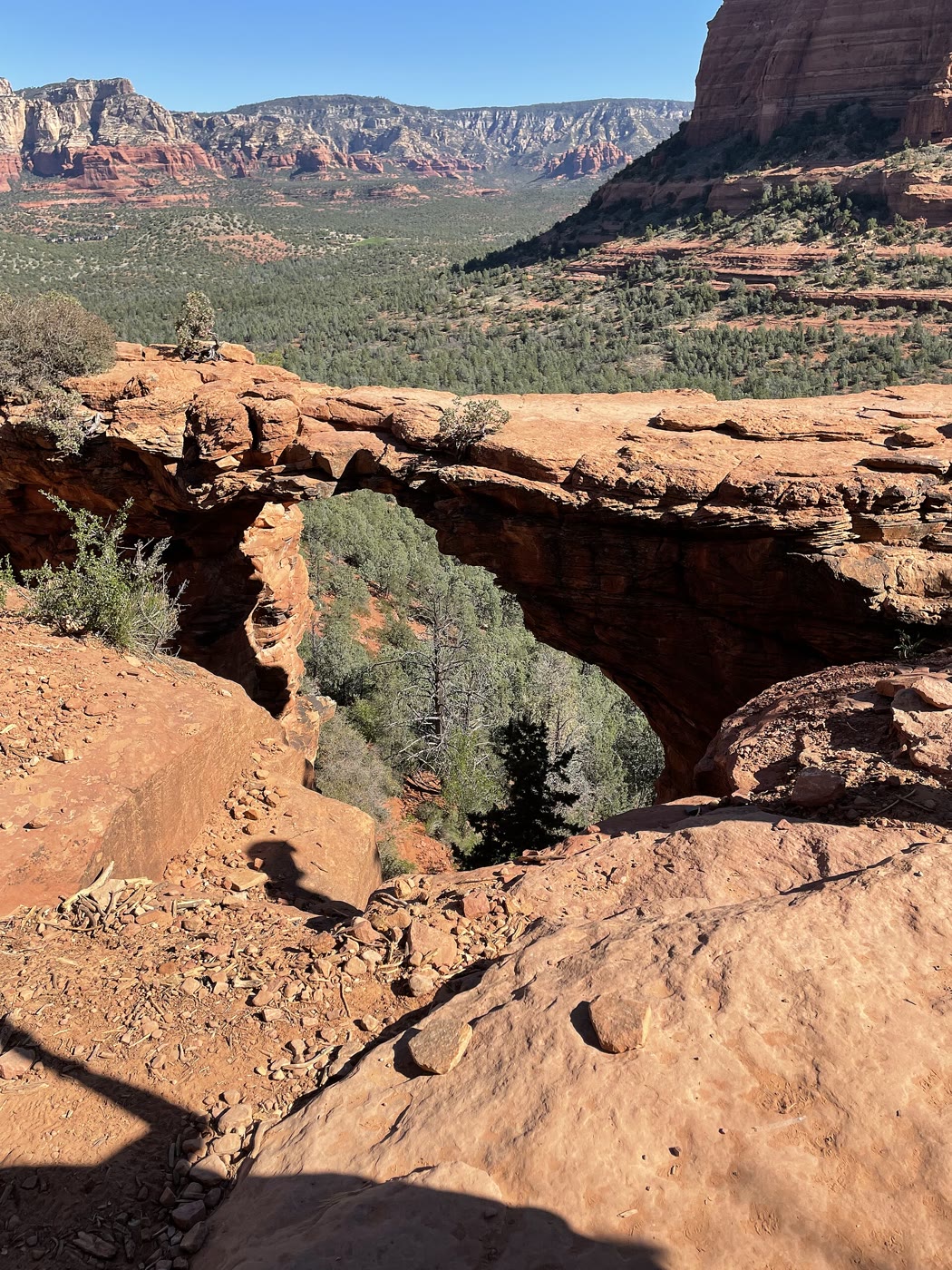 The named sandstone span of Devil's Bridge