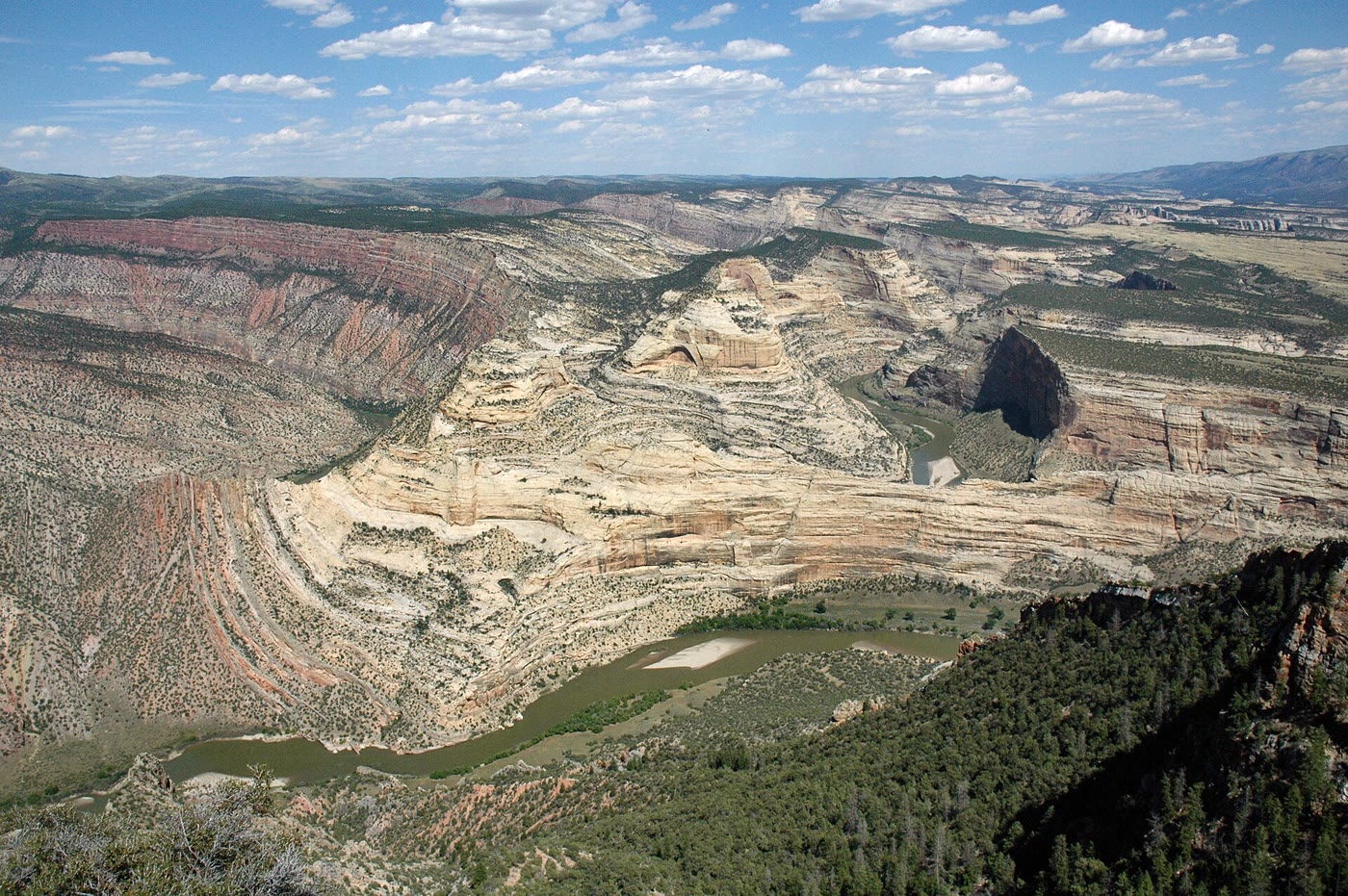 The Green River wrapping Steamboat Rock from Harper’s Corner