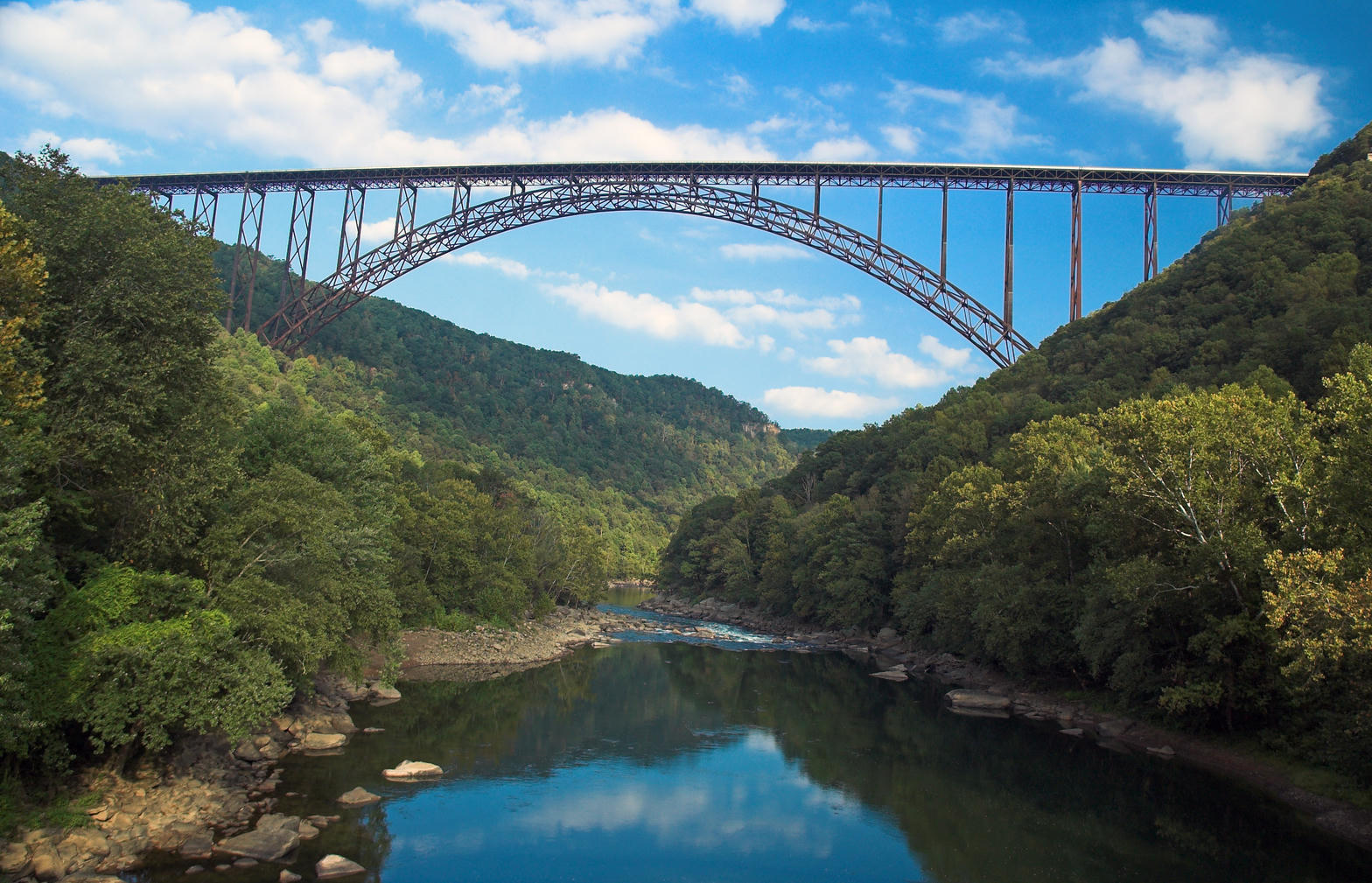 The river under the arch in summer