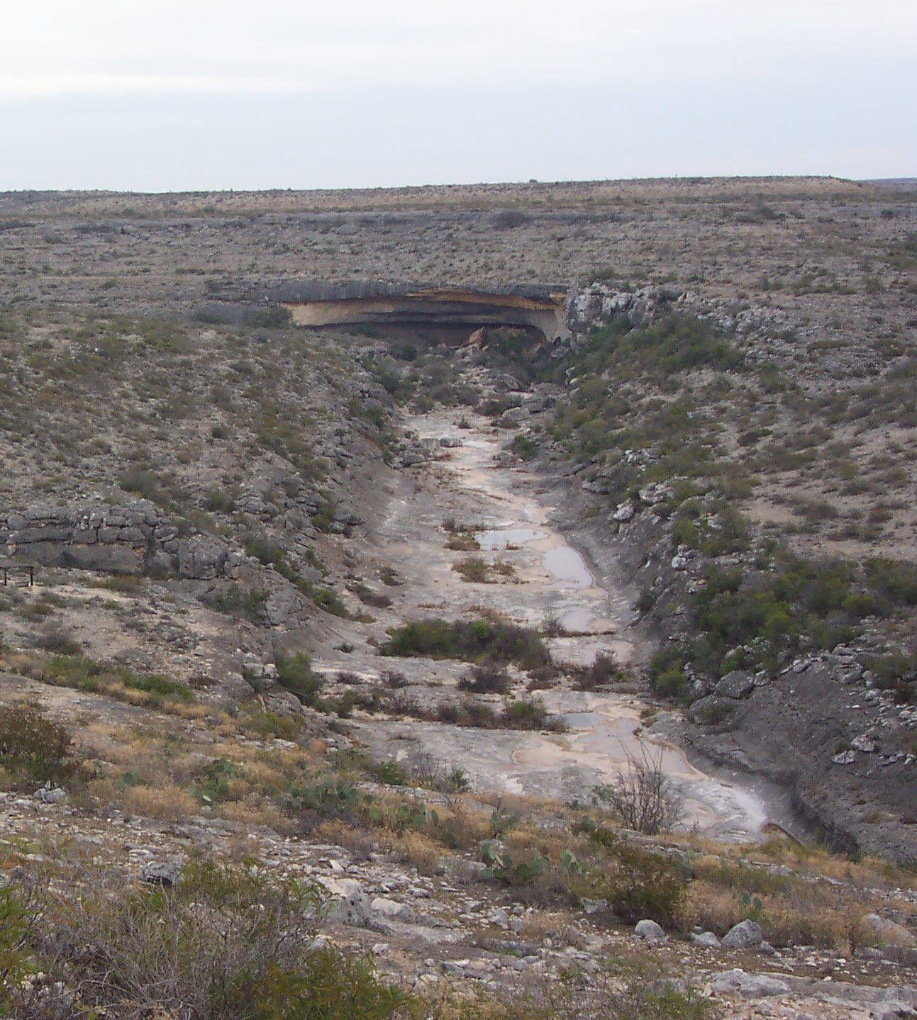 A rock alcove over the canyon wash, Seminole Canyon