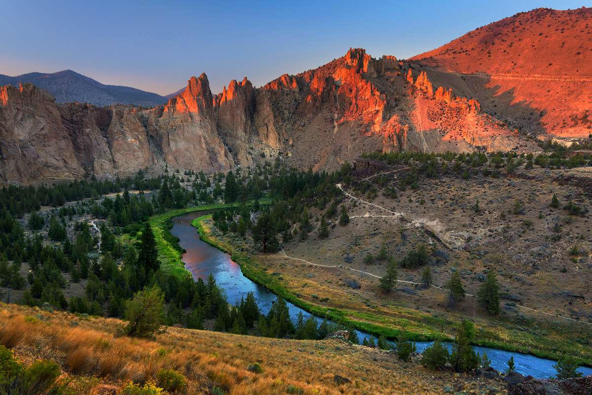 The Crooked River under Smith Rock at sundown