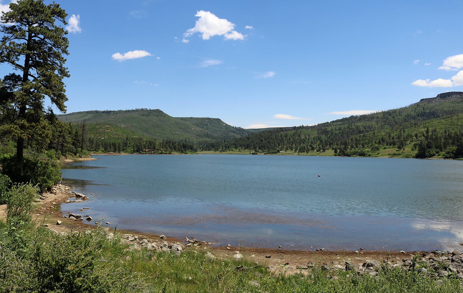 Lake Maloya and forested mesas, Sugarite Canyon