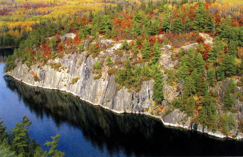 Autumn granite and lake at Voyageurs National Park